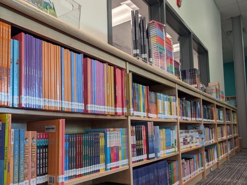 the graphic novel section of the library.