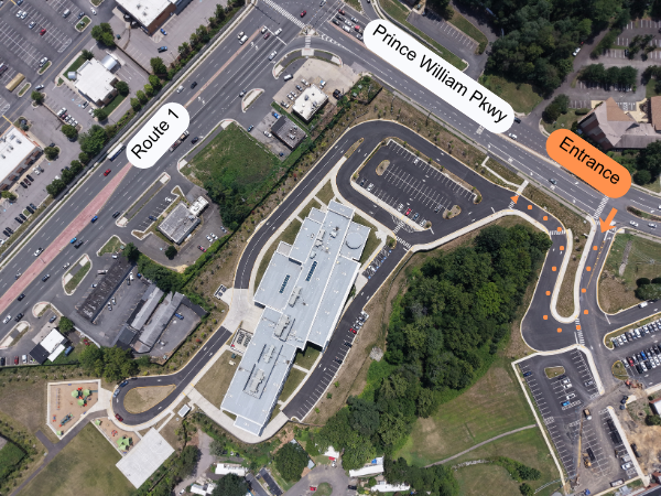 a photo of Woodbridge Elementary from above.